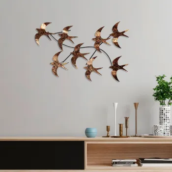 Decoratiune de perete, Flying Birds 3, Dimensiuni: 69 x 41 x 7 cm, Multicolor imagine