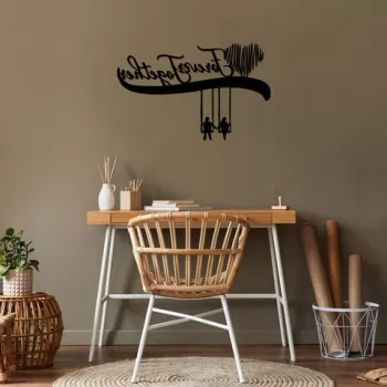 Decoratiune de perete, Forever Together, Metal, Dimensiune: 69 x 44 cm, Negru imagine