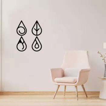 Decoratiune de perete, Four Elements, Metal, 20 x 30 cm, 4 piese, Negru imagine