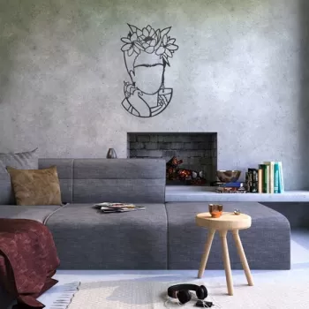Decoratiune de perete, Frida, Metal, Dimensiune: 40 x 70 cm, Negru imagine