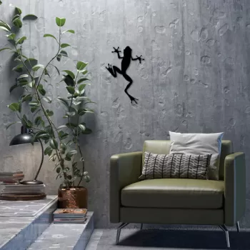 Decoratiune de perete, Frog, Metal, Dimensiune: 28 x 42 cm, Negru imagine