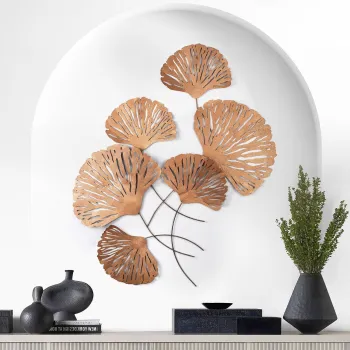 Decoratiune de perete, Ginkgo, Metal, Dimensiuni: 75 x 4 x 100 cm, Multicolor imagine