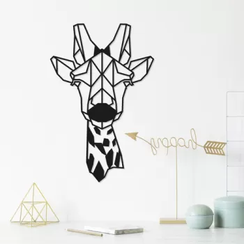 Decoratiune de perete, Giraffe, Metal, Dimensiune: 33 x 50 cm, Negru imagine