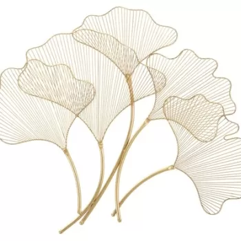 Decoratiune de perete Glam Leaf, Mauro Ferretti, 79x68 cm, fier, auriu imagine
