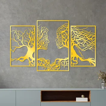 Decoratiune de perete, Golden Triple Root Human 1, Dimensiune: 116 x 71 cm, Auriu imagine