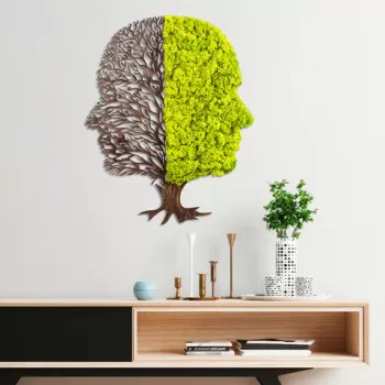 Decoratiune de perete, Green And Dry, 100% MDF/MOSS (grosime: 6 mm), Dimensiune: 45 x 1 x 56 cm, Verde/Maro imagine