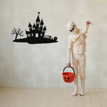 Decoratiune de perete, Halloween 1, Metal, Dimensiune: 70 x 48 cm, Negru imagine