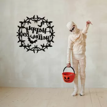 Decoratiune de perete, Halloween 11, Metal, Dimensiune: 49 x 49 cm, Negru imagine