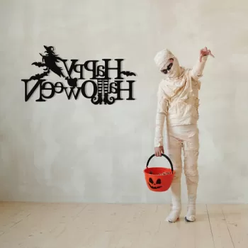 Decoratiune de perete, Halloween 13, Metal, Dimensiune: 67 x 35 cm, Negru imagine