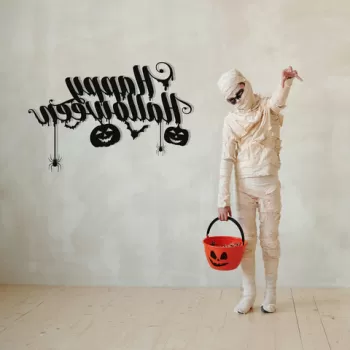 Decoratiune de perete, Halloween 16, Metal, Dimensiune: 59 x 40 cm, Negru imagine