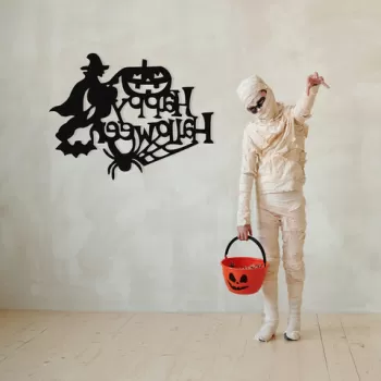 Decoratiune de perete, Halloween 4, Metal, Dimensiune: 53 x 41 cm, Negru imagine