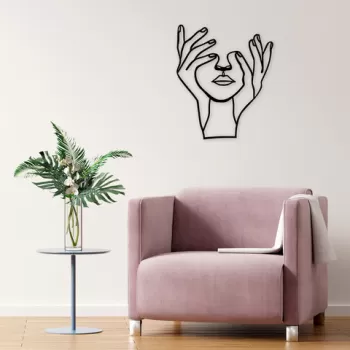Decoratiune de perete, Hand Face, Metal, Dimensiune: 70 x 86 cm, Negru imagine