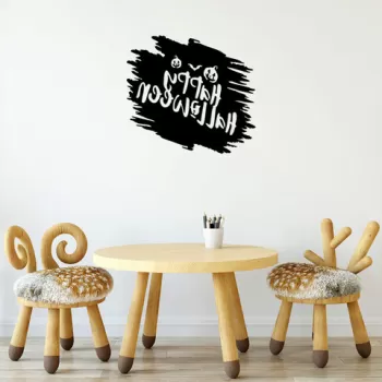 Decoratiune de perete, Happy Halloween, Metal, Dimensiune: 70 x 64 cm, Negru imagine