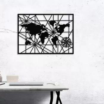 Decoratiune de perete, Harita , Metal, 50 x 70 cm, Negru imagine