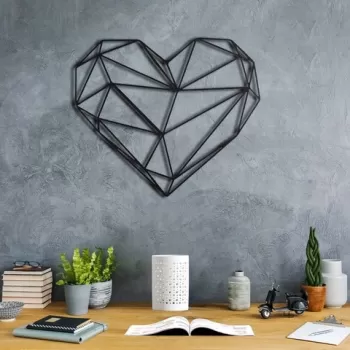 Decoratiune de perete, Heart, Metal, Dimensiune: 37 x 40 cm, Negru imagine