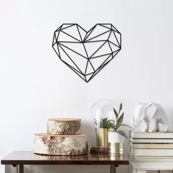 Decoratiune de perete, Heart, Metal, Dimensiune: 47 x 40 cm, Negru imagine