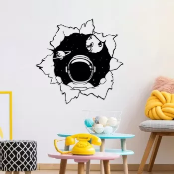 Decoratiune de perete, Hello World, Metal, Dimensiune: 70 x 68 cm, Negru imagine