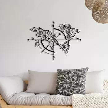 Decoratiune de perete, Herd Of Birds, Metal, 97 x 70 cm, Negru imagine