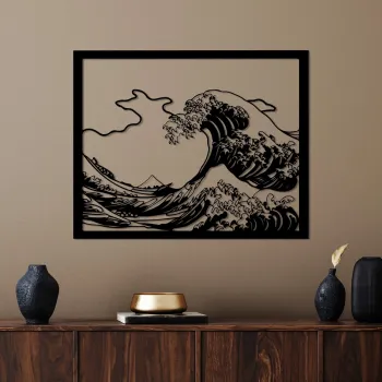 Decoratiune de perete, Hokusai, Dimensiuni: 56 x 45 cm, Negru imagine
