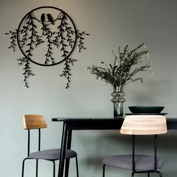 Decoratiune de perete, Home 5, Metal, Dimensiune: 45 x 44 cm, Negru imagine
