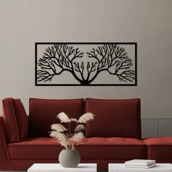 Decoratiune de perete, Horn Tree, Metal, 90 x 38 cm, Negru imagine