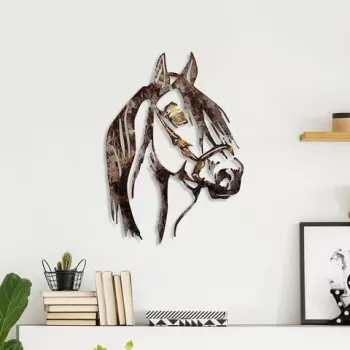 Decoratiune de perete, Horse, Metal, 38 x 53 cm, Multicolor imagine