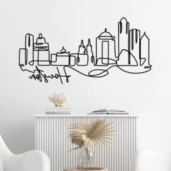 Decoratiune de perete, Houston, Metal, Grosime: 2 mm, Negru imagine