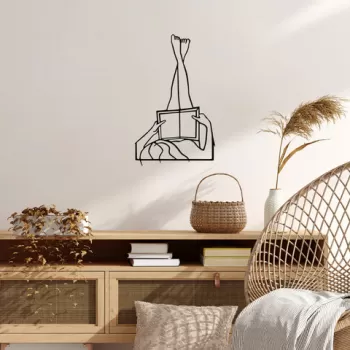 Decoratiune de perete, i Love Reading, Metal, Dimensiune: 42 x 69 cm, Negru imagine