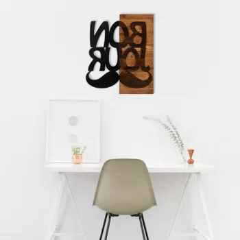 Decoratiune de perete, I Love You Italy, Metal, Cadru: 100% LEMN (grosime: 3 cm), Nuc negru imagine
