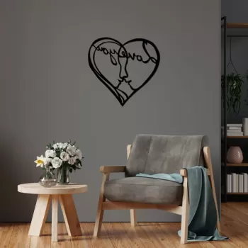 Decoratiune de perete, I Love You, Metal, Dimensiune: 71 x 68 cm, Negru imagine