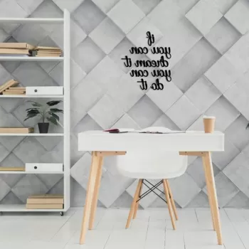 Decoratiune de perete, If You Can Dream It You Can Do It, MDF, If: 8 x 14 cm , Negru imagine