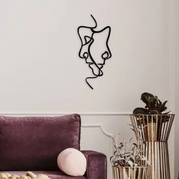 Decoratiune de perete, Interior, Metal, Dimensiune: 40 x 73 cm, Negru imagine