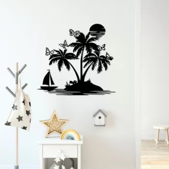 Decoratiune de perete, Island, Metal, Dimensiune: 67 x 60 cm, Negru imagine