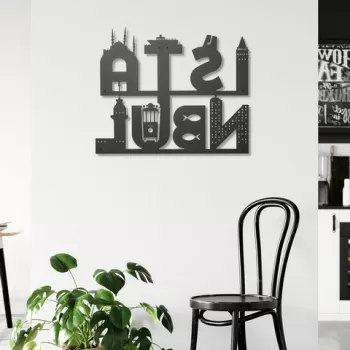 Decoratiune de perete, Istanbul, Metal, Dimensiune: 50 x 60 cm, Negru imagine