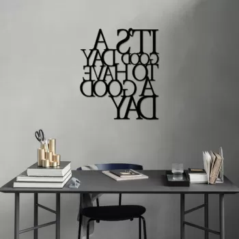 Decoratiune de perete, Its A Good, Metal, Dimensiune: 70 x 61 cm, Negru imagine