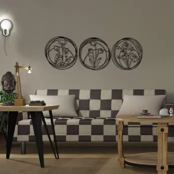 Decoratiune de perete, Jeyan, Metal, Dimensiune: 146 x 49 cm, Nuc negru imagine