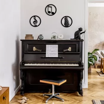 Decoratiune de perete, Just Music, Metal, o25 cm, 3 piese, Negru imagine
