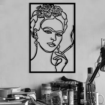 Decoratiune de perete, Kahlo, Dimensiuni: 34 x 52 cm, Negru imagine