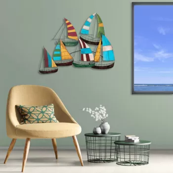 Decoratiune de perete, Kalyon, Metal, 104 x 84 cm, Multicolor imagine
