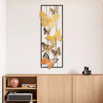 Decoratiune de perete, Kelebek 2, Dimensiuni: 32 x 90 x 4 cm, Multicolor imagine