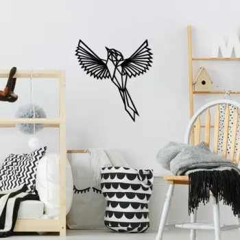 Decoratiune de perete, King Bird, Metal, Dimensiune: 70 x 75 cm, Negru imagine