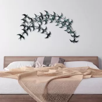 Decoratiune de perete, Kirlangic, Metal, Dimensiune: 136 x 75 cm, Albastru/Negru imagine