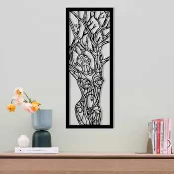 Decoratiune de perete, L?on Metal Decor, Metal, Dimensiune: 20 x 51 cm, Negru imagine