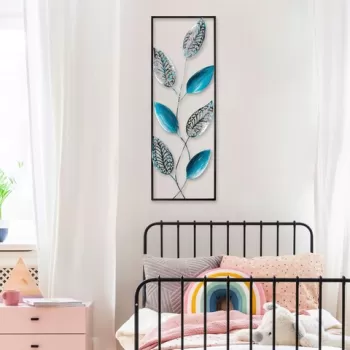 Decoratiune de perete, Leaf 2, Metal, Dimensiune: 32 x 90 cm, Multicolor imagine