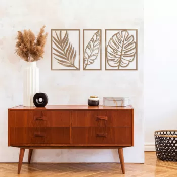 Decoratiune de perete, Leaf 2, Metal, Dimensiune: 80 x 38 cm, Cupru imagine
