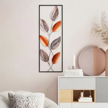 Decoratiune de perete, Leaf 3, Metal, Dimensiune: 32 x 90 cm, Multicolor imagine