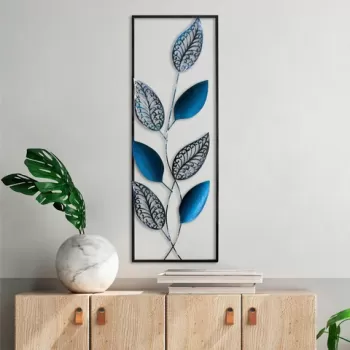 Decoratiune de perete, Leaf, Metal, Dimensiune: 32 x 90 cm, Multicolor imagine