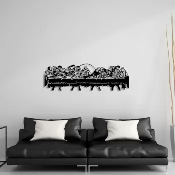 Decoratiune de perete, Leaf3 Metal Decor, Metal, Dimensiune: 121,5 x 38,5 cm, Nuc negru imagine