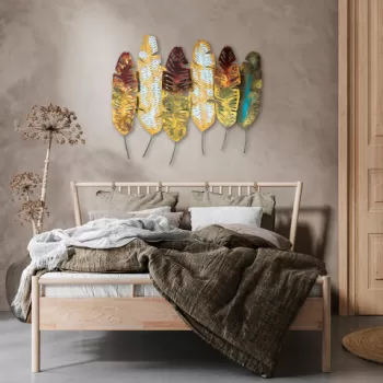 Decoratiune de perete, Leaves v11, Metal, Dimensiune: 107 x 88 cm, Multicolor imagine