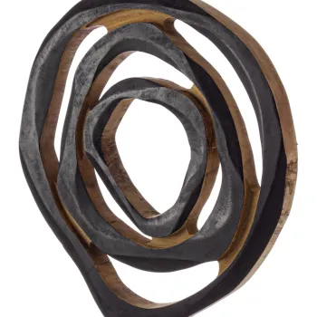 Decoratiune de perete Lenwood, Bizzotto, 70-75 x 5 cm, lemn de suar, negru imagine